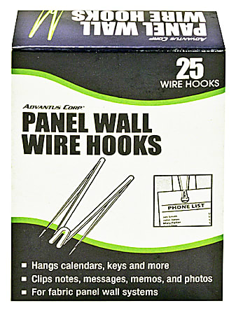 Advantus Panel-Wall Wire Hooks, Silver, Pack Of 25