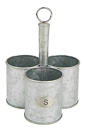 White Metal Paint Look Galvanized 4 Section Utensil Holder, Cutlery Holder, Utensil Caddy White Metal Paint Look Galvanized 4 Section Utensil Holder, Cutlery Holder, Utensil Caddy