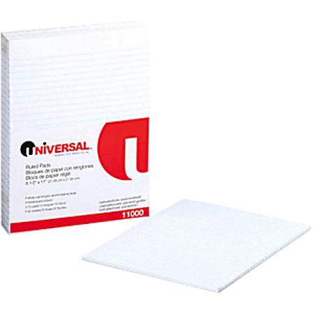 Universal 11000 Writing Pad - 50 Sheet - 16lb - Wide Ruled - Letter 8.5" x 11" - 12 / Pack - White