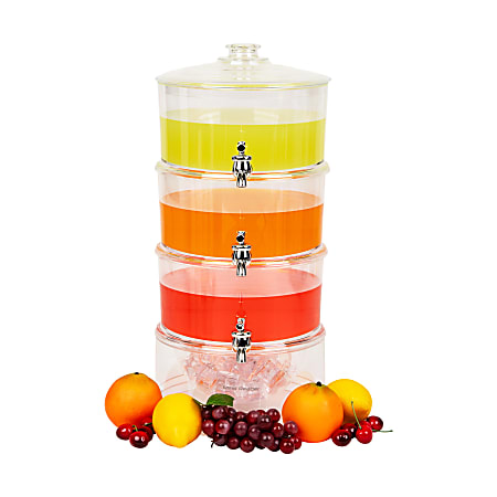 Mind Reader 3-Section Drink Dispenser Beverage Tower Dispenser, 20"L x 9"W x 9"D, Clear