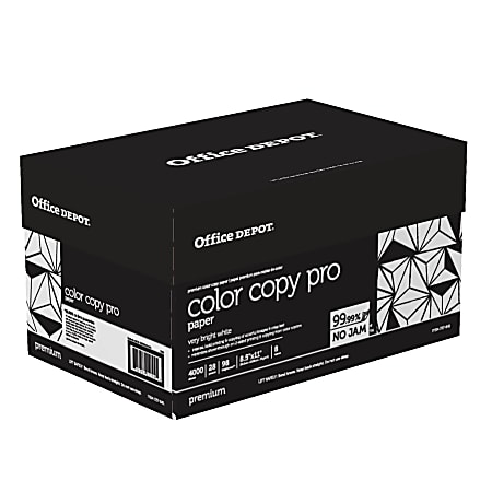 Office Depot® Color Copy Paper, White, Letter (8.5" x 11"), 4000 Sheets Per Case, 28 Lb, 98 Brightness, Case Of 8 Reams