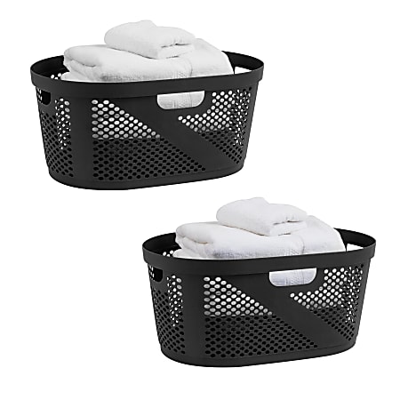 Mind Reader Laundry Basket/Clothes Hampers, 40 L, 10-1/2”H x 14-1/2”W x 23"L, Black, Set Of 2 Hampers