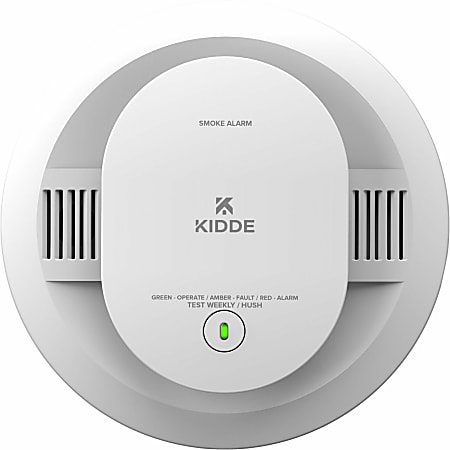 Kidde Smoke Alarm - 85 dB - Visual, Audible - Surface Mount, Wall Mountable, Ceiling Mountable - Red, Green, Amber - White