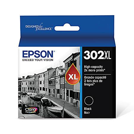 Epson® 302XL Claria® Premium High-Yield Black Ink Cartridge, T302XL020-S