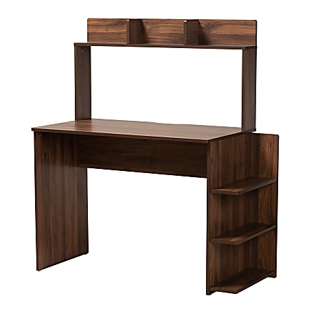 Baxton Studio Garnet 45"W Writing Desk With Shelves, Walnut Brown
