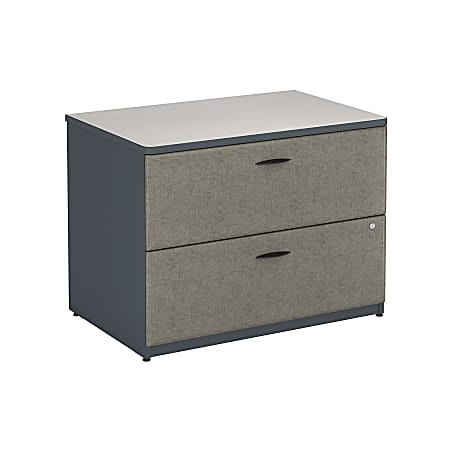 Bush Business Furniture Office Advantage 36"W Lateral 2-Drawer File Cabinet, Slate/White Spectrum, Standard Delivery