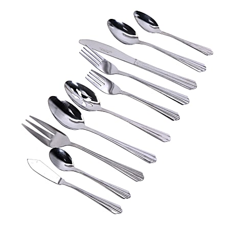Gibson Home 45-Piece Flatware Set, Classic Canberra, Silver