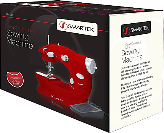 Smartek Mini Sewing Machine With Pedal Red - Office Depot