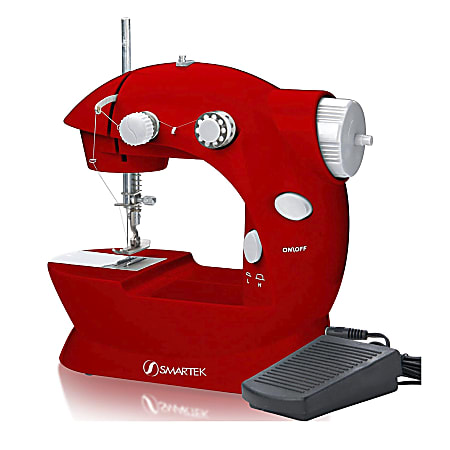 Smartek Mini Sewing Machine With Pedal Red - Office Depot