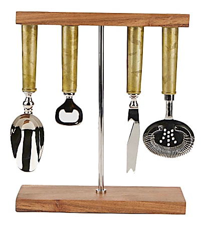 Mind Reader 4-Piece Bar Utensil Set With Organizer Stand, Silver