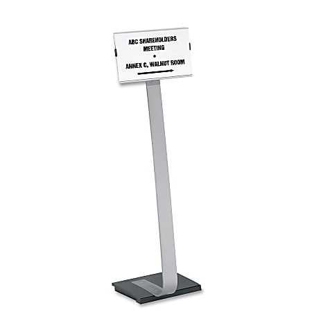 Durable Info Sign Duo Floor Sign Stand, 46 1/2"H x 11"W x 11 1/2"D, Black/Silver