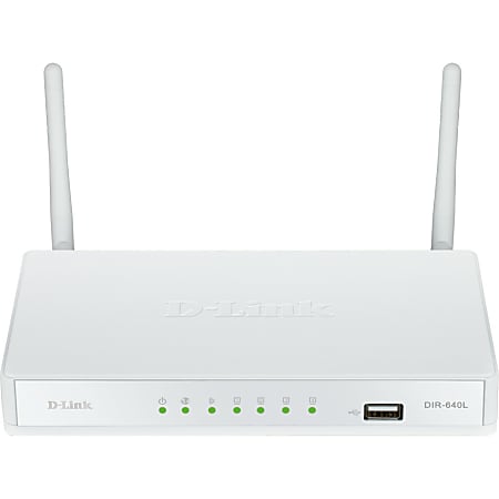 D-Link DIR-640L Wi-Fi 4 IEEE 802.11n  Wireless Router - ISM Band - 37.50 MB/s Wireless Speed - 4 x Network Port - 1 x Broadband Port - USB - Fast Ethernet - VPN Supported - Desktop