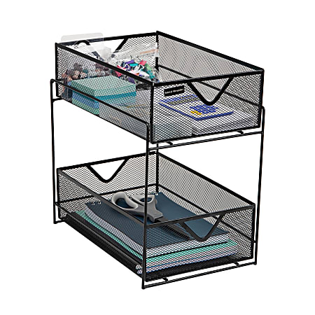 Mind Reader Metal Accessory Organizer Supply Storage, 12-1/2"H x 12-1/2"W x 8-1/4"L, Black