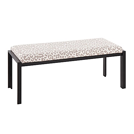 LumiSource Fuji Contemporary Fabric Bench, Gray Leopard/Black