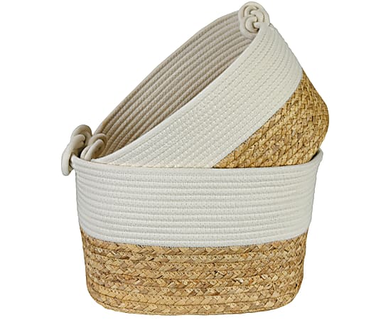 GNBI Infinity Knot Basket 2-Piece Set, Cream/Natural