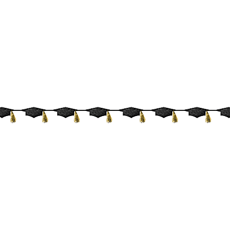 Amscan Graduation Cap Tassel Banner, 6-5/16" x 12', Black
