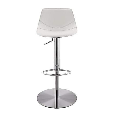 Eurostyle Rudy Adjustable Counter Stool, White/Brushed Stainless Steel