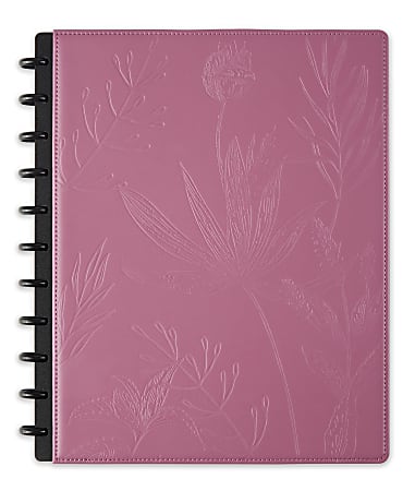 TUL® Discbound Notebook With Debossed Leather Cover, Letter Size, Narrow Ruled, 60 Sheets, Mauve Floral