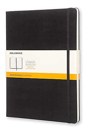 Moleskine Classic Hard Cover Notebook, 7-1/2" x 10", Ruled, 192 Pages, Black