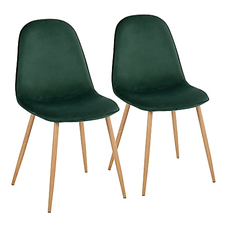 LumiSource Pebble Dining Chairs, Green/Natural, Set Of 2 Chairs