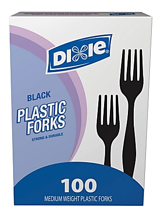 Dixie® Medium-Weight Utensils, Forks, Black, Box Of 100