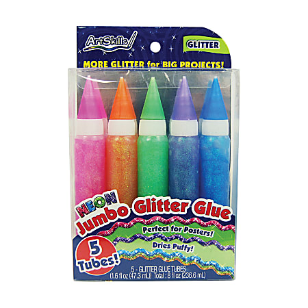 ArtSkills® Glitter Glue, Assorted Neon, Pack Of 5