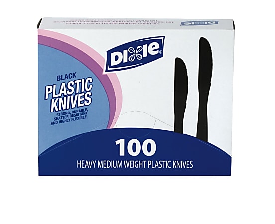 Dixie® Medium-Weight Utensils, Knives, Black, Box Of 100