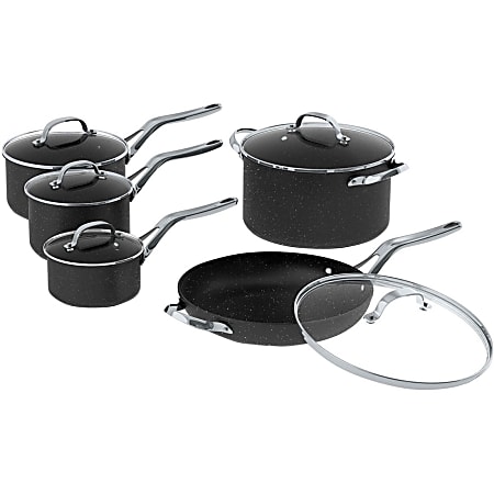 Starfrit The Rock 10 Piece Cookware Set with Stainless Steel