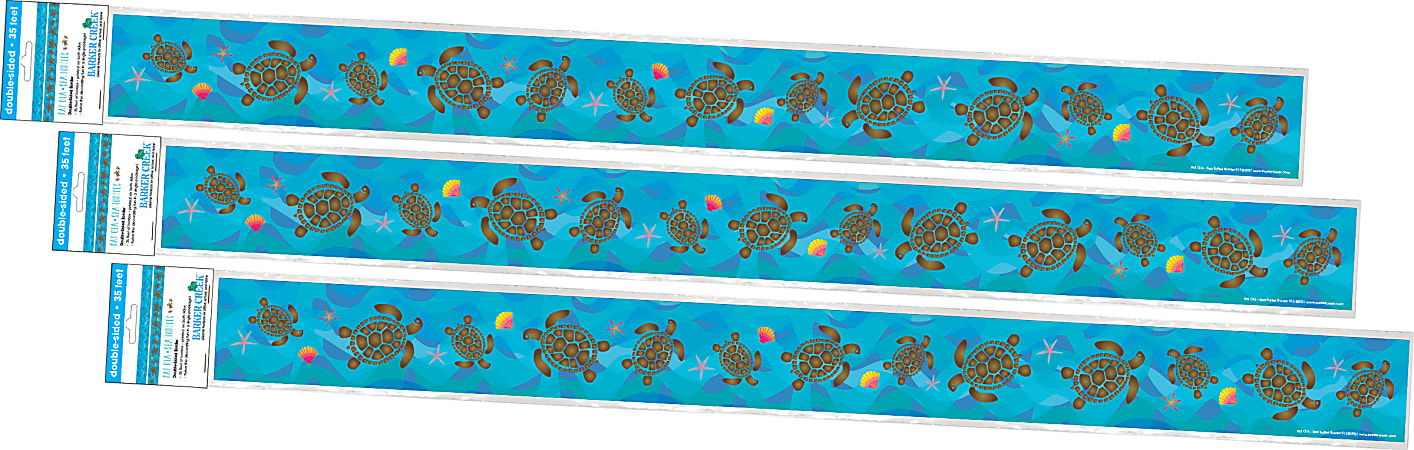 Barker Creek Double-Sided Straight-Edge Border Strips, Kai Ola Sea Turtles, 3" x 35", Set Of 36 Strips