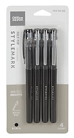 Office Depot Brand Felt Tip Pens Fine Point 0.5 mm Black Barrel