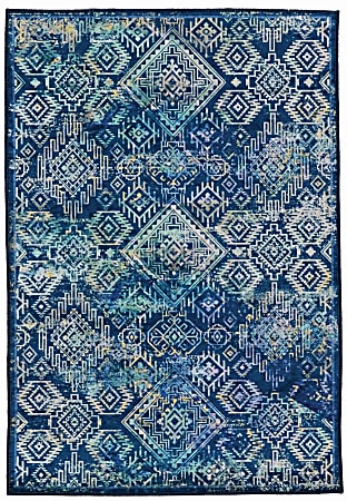 Linon Innova Area Rug, 3-1/2' x 5', Plynne Navy/Teal