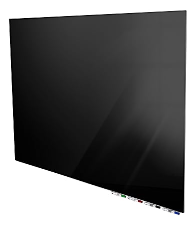 Ghent Aria Magnetic Low-Profile 1/4" Glass Unframed Dry-Erase Whiteboard, 36" x 48", Black