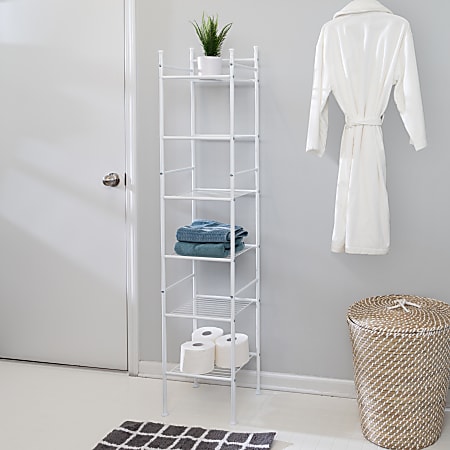 Honey Can Do 6-Tier Bath Storage Shelving Unit, 59-7/8”H x 11-1/16”W x 12-5/8”D, White