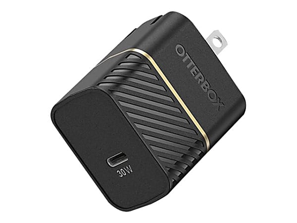 OtterBox Wall Charger - Power adapter - 30 watt - 3 A - PD 3.0, USB BC 1.2 (USB-C) - on cable: USB-C - black shimmer