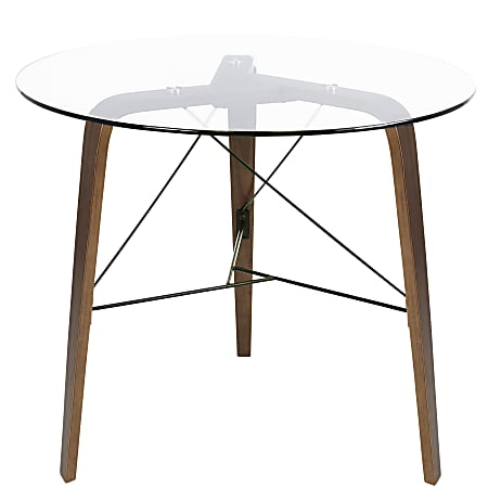 Lumisource Trilogy Contemporary Dining Table, Round, Clear/Walnut