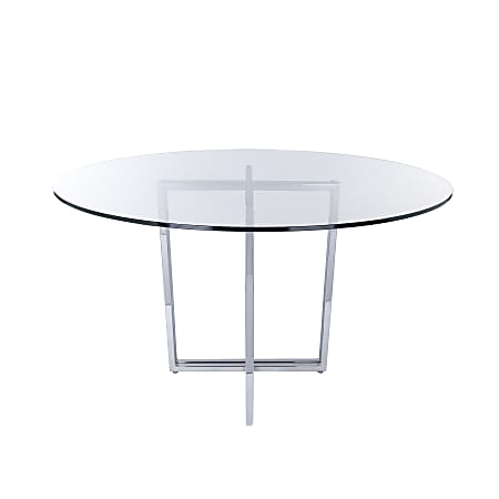 Eurostyle Legend Round Dining Table, 30”H x 48”W x 48”D, Clear/Chrome