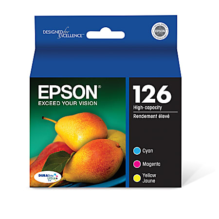 Epson® 126 DuraBrite® Ultra Cyan, Magenta, Yellow Ink Cartridges, Pack Of 3, T126520