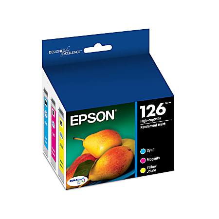 Epson® 126 DuraBrite® Ultra Cyan, Magenta, Yellow Ink Cartridges, Pack Of 3, T126520