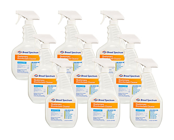 Clorox Broad-Spectrum Quaternary Disinfectant Cleaner - For Multi Surface - 32 fl oz (1 quart) - 9 / Carton - Fragrance-free, Bleach-free, Disinfectant - White