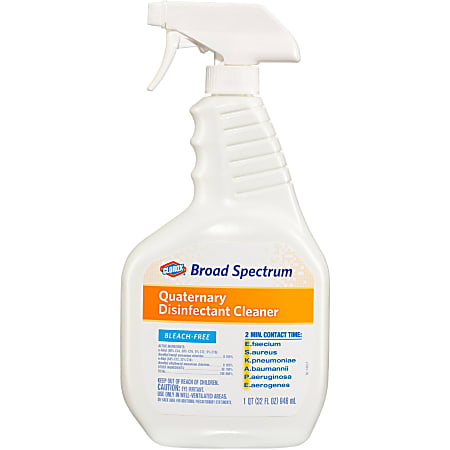 Clorox Broad-Spectrum Quaternary Disinfectant Cleaner - For Multi Surface - 32 fl oz (1 quart) - 9 / Carton - Fragrance-free, Bleach-free, Disinfectant - White