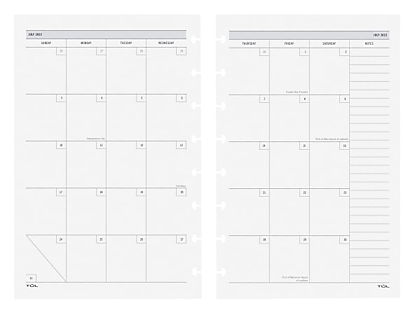 TUL Discbound Academic WeeklyMonthly Planner Refill Pages Junior Size ...