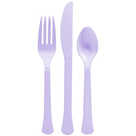 Amscan Boxed Heavyweight Cutlery Assortment, Lavender, 200 Utensils Per Pack, Case Of 2 Packs