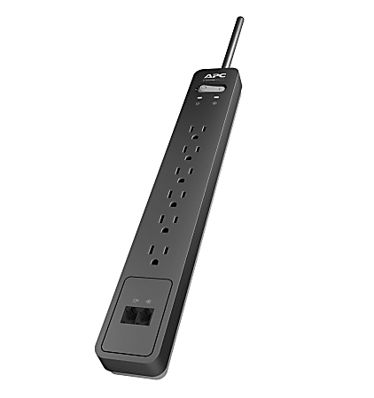 APC® SurgeArrest 6-Outlet Telephone Protection Surge Protector, 6' Cord, Gray, PE6T