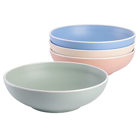 Spice by Tia Mowry Creamy Tahini 4-Piece Round Stoneware Dinner Bowl Set, Assorted Colors