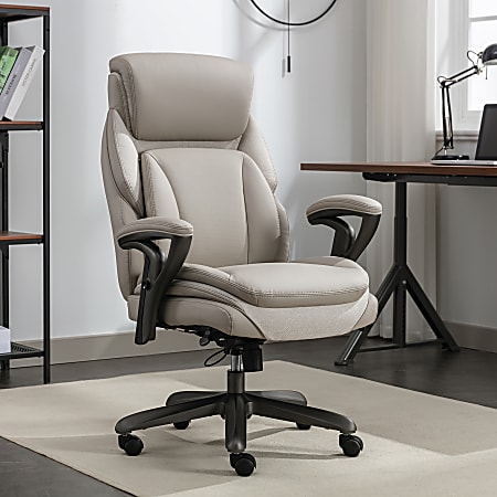 Serta® SmartLayers™ Everett Big & Tall Ergonomic Vegan Leather High-Back Executive Office Chair, Taupe/Dark Gray, BIFMA Compliant