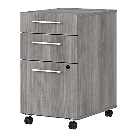 Bush Business Furniture 400 20-1/6"D Vertical 3-Drawer Mobile File Cabinet, Platinum Gray, Delivery