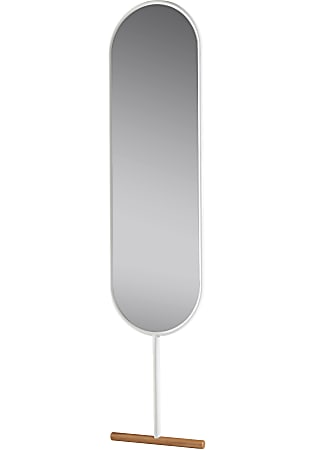 Adesso® Willy Oval Leaning Mirror, 65-1/8”H x 15”W x 1-1/4”D, White/Natural