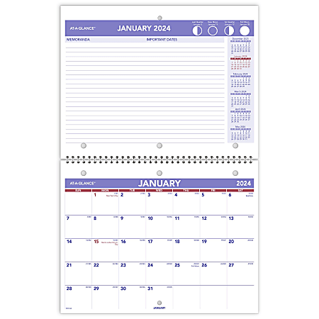 2024 AT-A-GLANCE® Monthly Desk Wall Calendar, 11&quot; x
