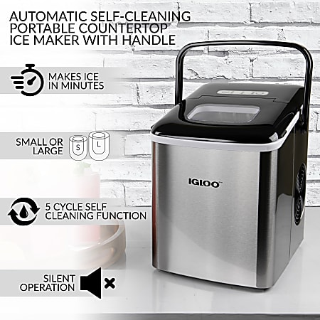 Igloo Self Cleaning Portable Counter Top Ice Maker Machine Silver - Office  Depot