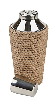Mind Reader Cocktail Shaker, 24 Oz, Rope Design, Silver/Brown